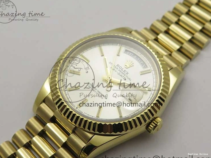 1218 Day-Date 40mm 228239 BP New Dial Version 904 YG Silver Stick Markers Dial on YG President Bracelet A Sophisticated 2807